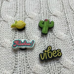 Croc Jibbitz. Lot of 4. Aloha, Vibes, Lemon, Cactus. Preloved.